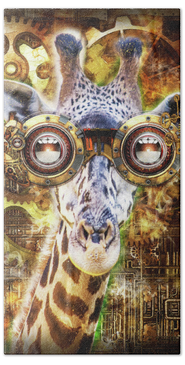 Giraffe Bath Towel featuring the digital art Steam Punk Giraffe by Anthony Murphy