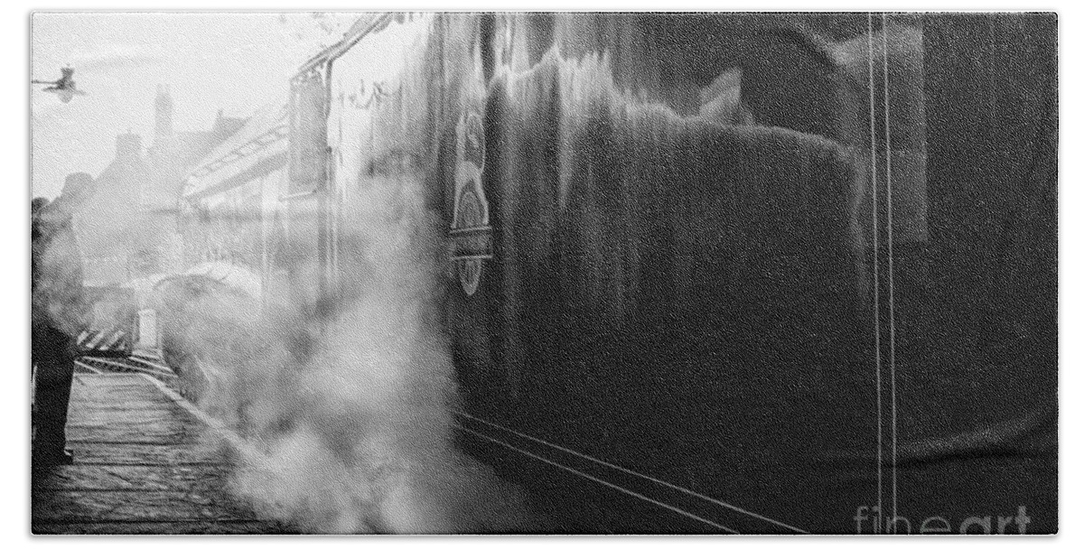 Moors Bath Towel featuring the photograph Steam train at Pickering station by Patricia Hofmeester