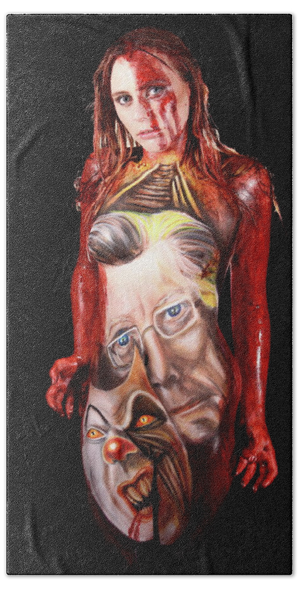 Stephen Hand Towel featuring the photograph Stephen, Carrie, and It by Angela Rene Roberts and Cully Firmin