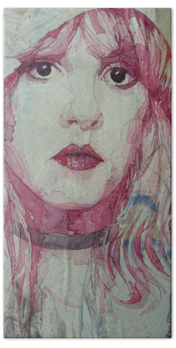Stevie Nicks Bath Towel featuring the painting Stevie Nicks - Gypsy by Paul Lovering