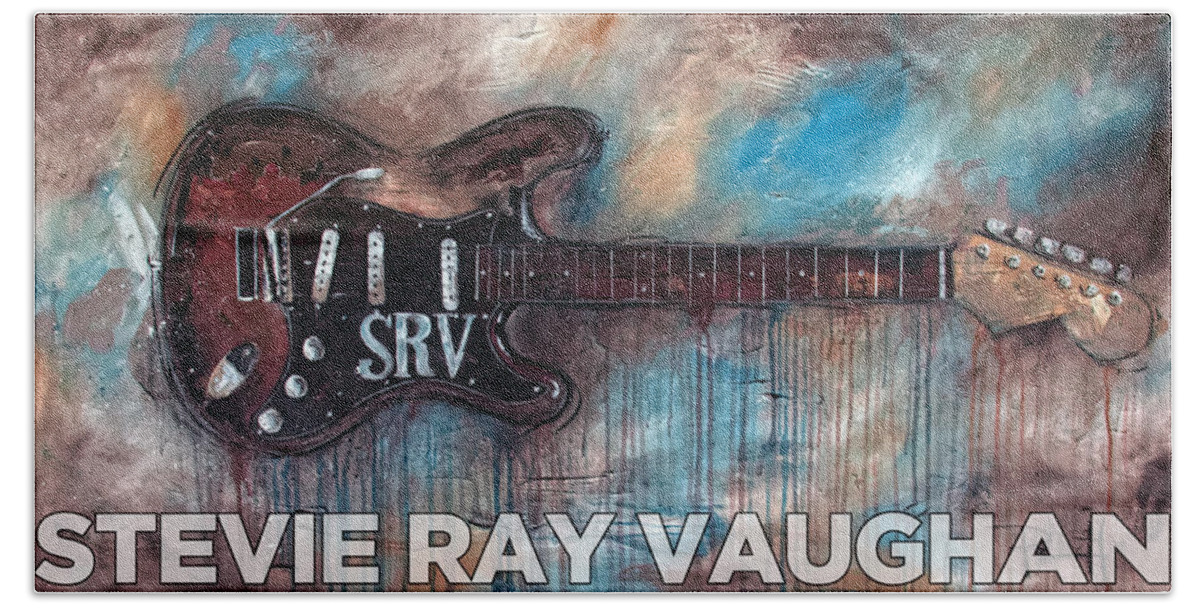 Stevie Ray Vaughan Hand Towel featuring the painting Stevie Ray Vaughan Double Trouble by Sean Parnell