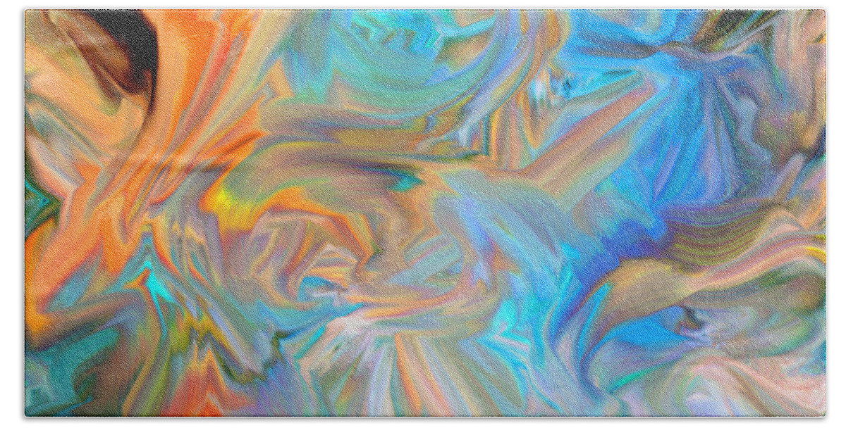 Original Modern Art Abstract Contemporary Vivid Colors Bath Towel featuring the digital art Still Depth 2 by Phillip Mossbarger