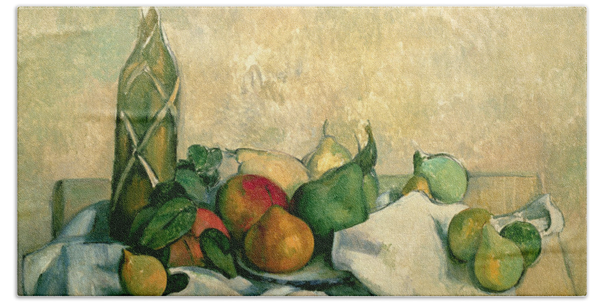 Still Hand Towel featuring the painting Still Life with Bottle of Liqueur by Paul Cezanne