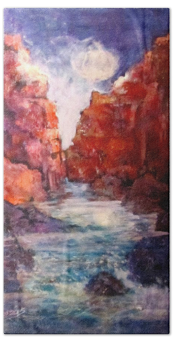 Mountains Bath Towel featuring the painting Stone Canyon by Barbara O'Toole