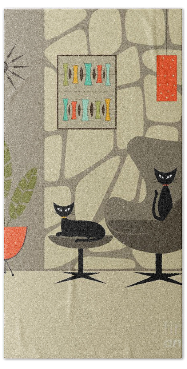 Mid Century Modern Hand Towel featuring the digital art Stone Wall by Donna Mibus