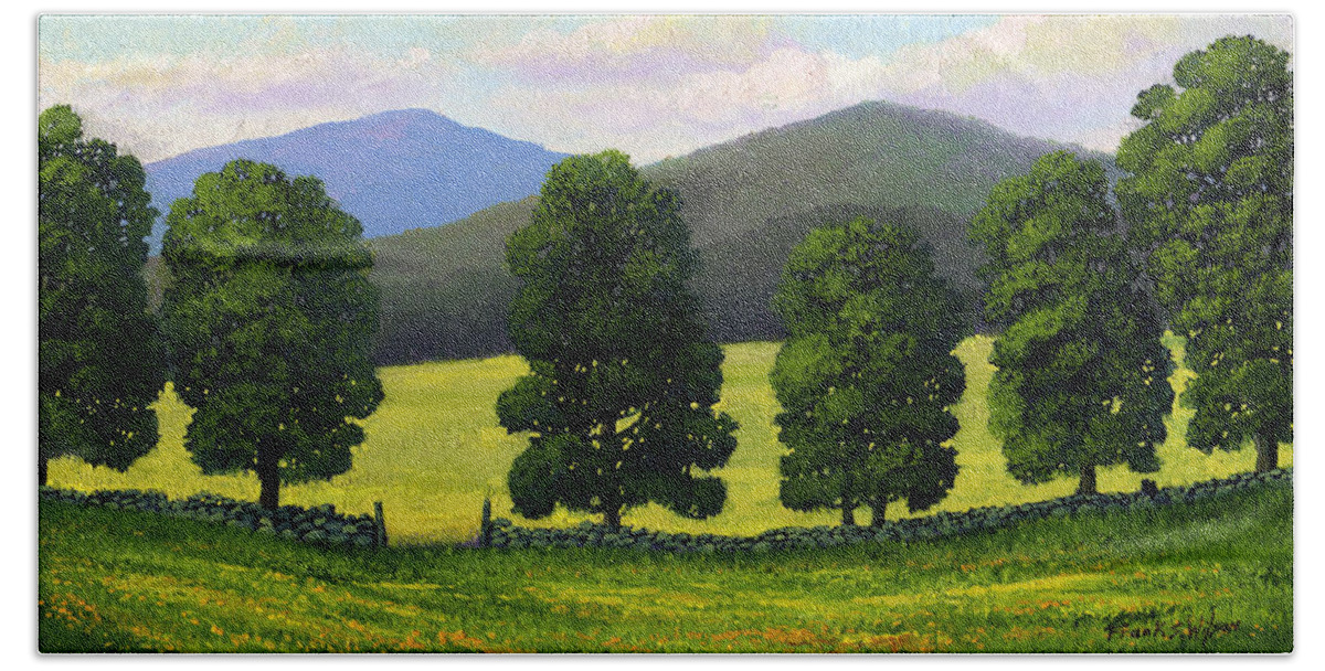 Landscape Bath Towel featuring the painting Stonewall Field by Frank Wilson