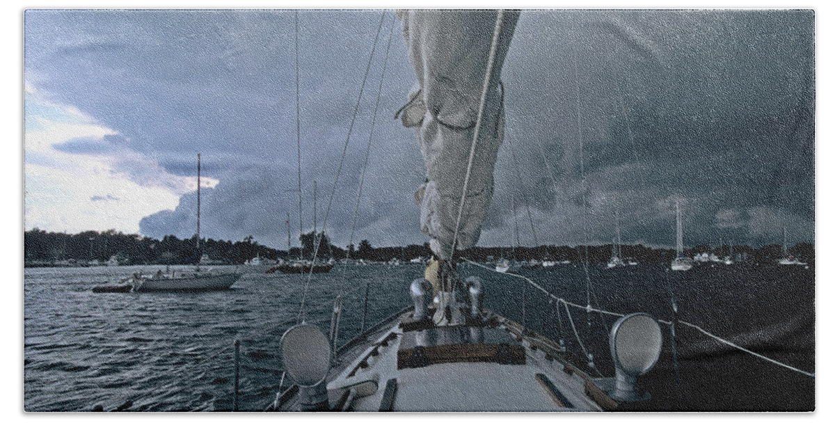Storm Hand Towel featuring the photograph Storm at Put-in-Bay by John Harmon