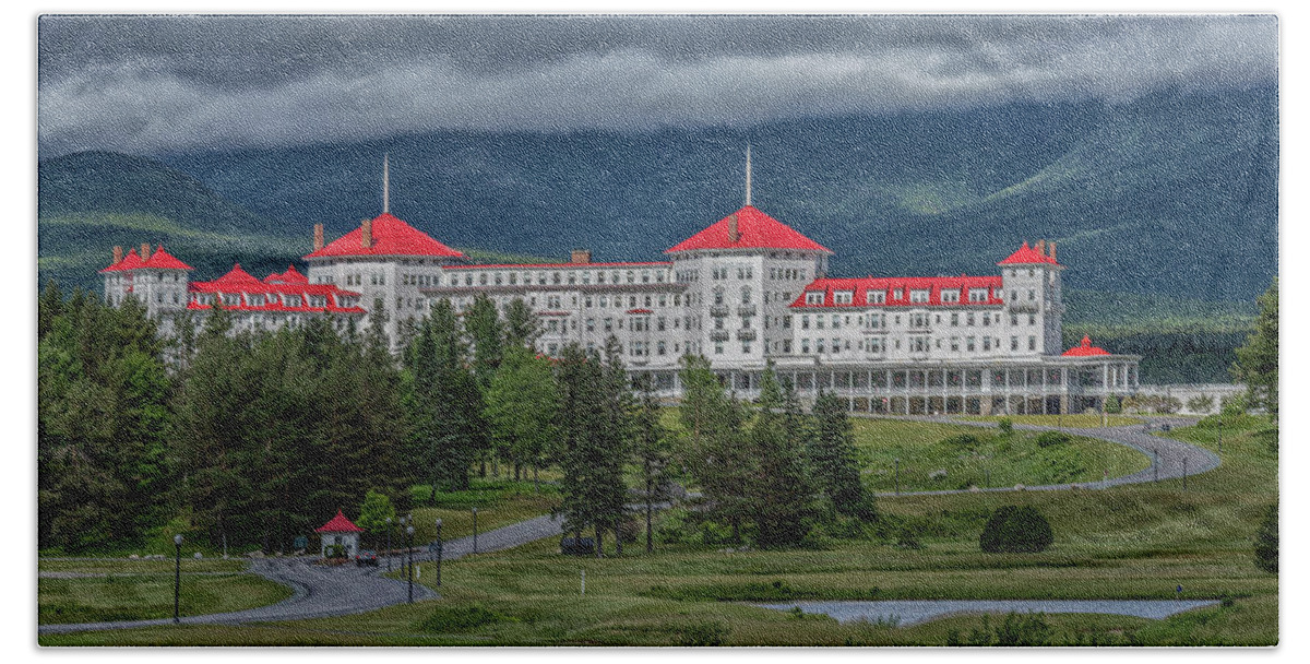 Storm Clouds Over The Mount Washington Hotel Bath Towel featuring the photograph Storm Clouds over the Mount Washington Hotel by Brian MacLean