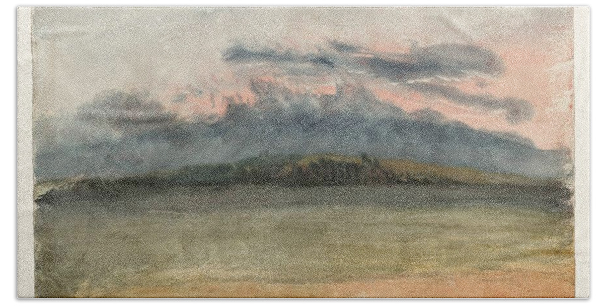 Joseph Mallord William Turner 1775�1851  Storm Clouds Sunset With A Pink Sky Bath Towel featuring the painting Storm Clouds Sunset with a Pink Sky by Joseph Mallord