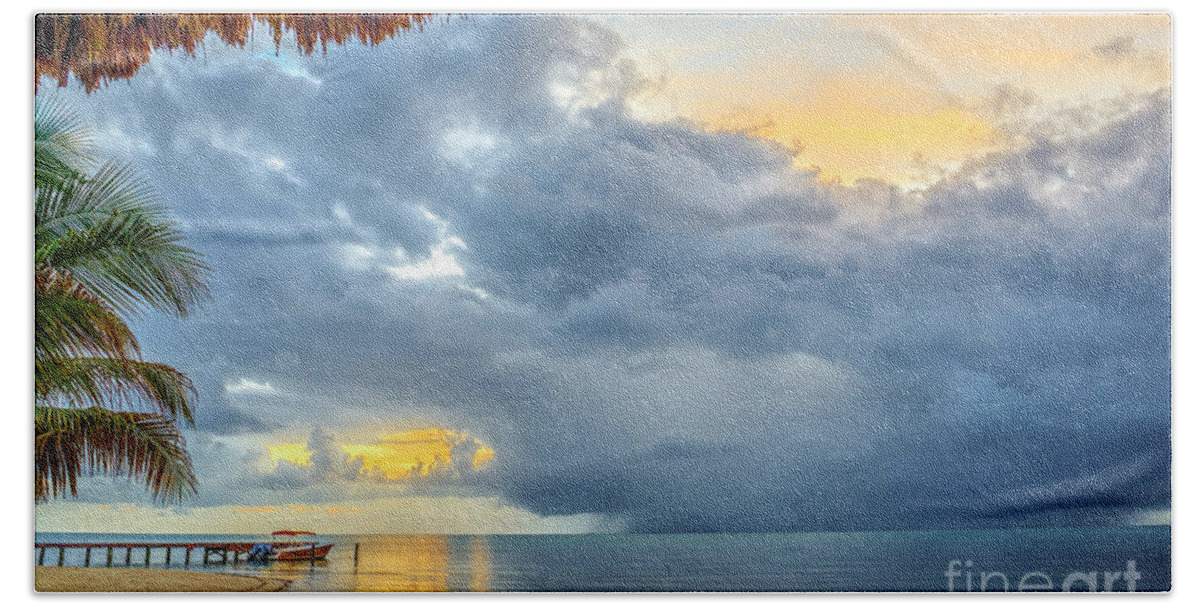 Placencia Bath Towel featuring the photograph Storm Moving in by David Zanzinger