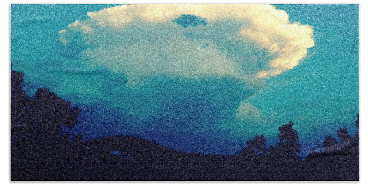 Weather Hand Towel featuring the photograph Storm over Santa Fe by Sharon Cromwell