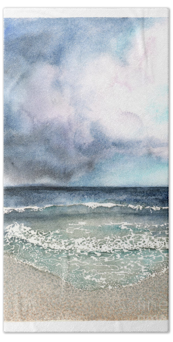 Storm Bath Towel featuring the painting Stormy Day by Hilda Wagner