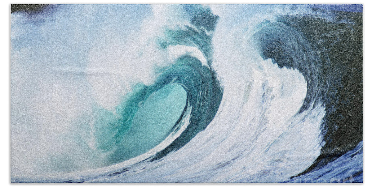 Barrel Bath Towel featuring the photograph Stormy Ocean Wave by Ali ONeal - Printscapes