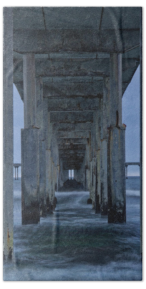 San Diego Hand Towel featuring the photograph Stormy Pier in Ocean Beach by Bryant Coffey