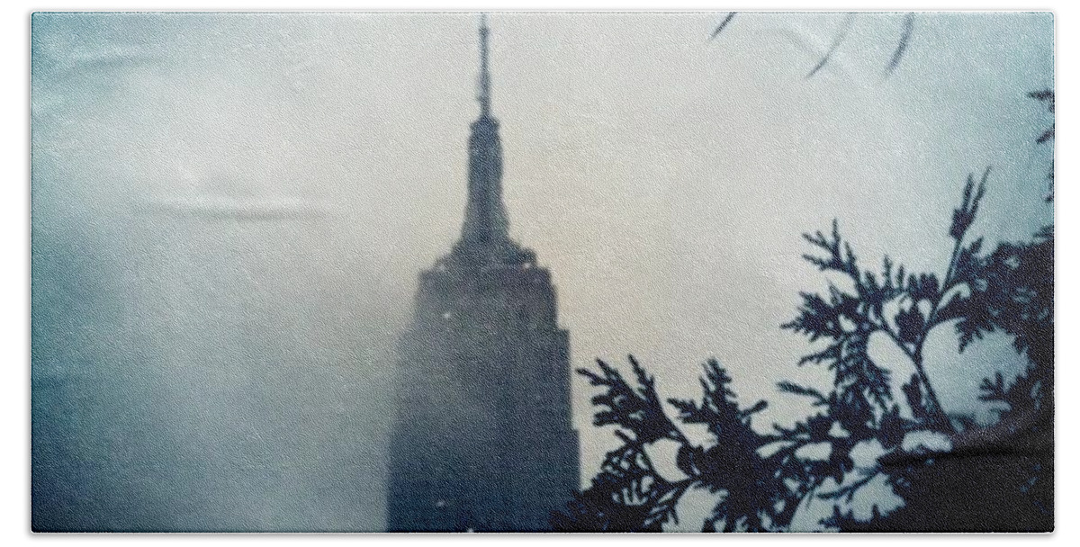 Empire State Building Bath Towel featuring the photograph Stormy Skies by Denise Railey