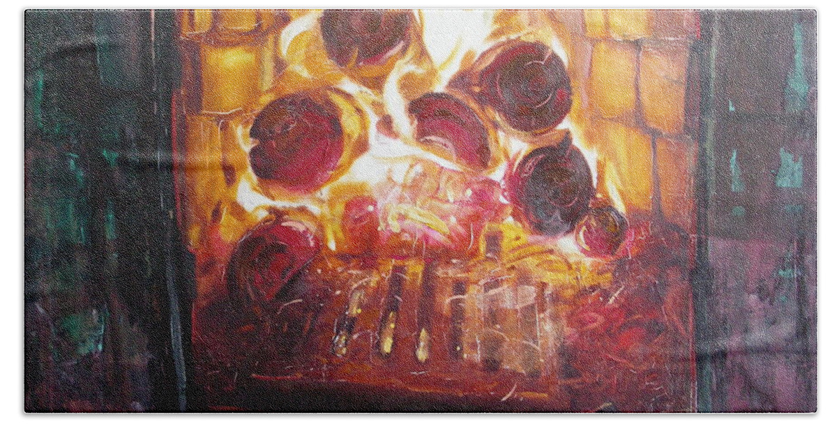 Oil Bath Sheet featuring the painting Stove by Sergey Ignatenko
