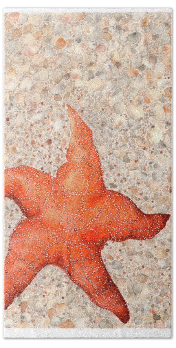 Starfish Bath Sheet featuring the painting Stranded Starfish by Hilda Wagner