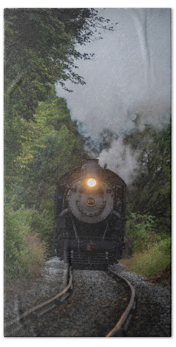 Strasburg Railroad Bath Towel featuring the photograph Strasburg Railroad 475 at Blackhorse road Strasburg PA by Jim Pearson