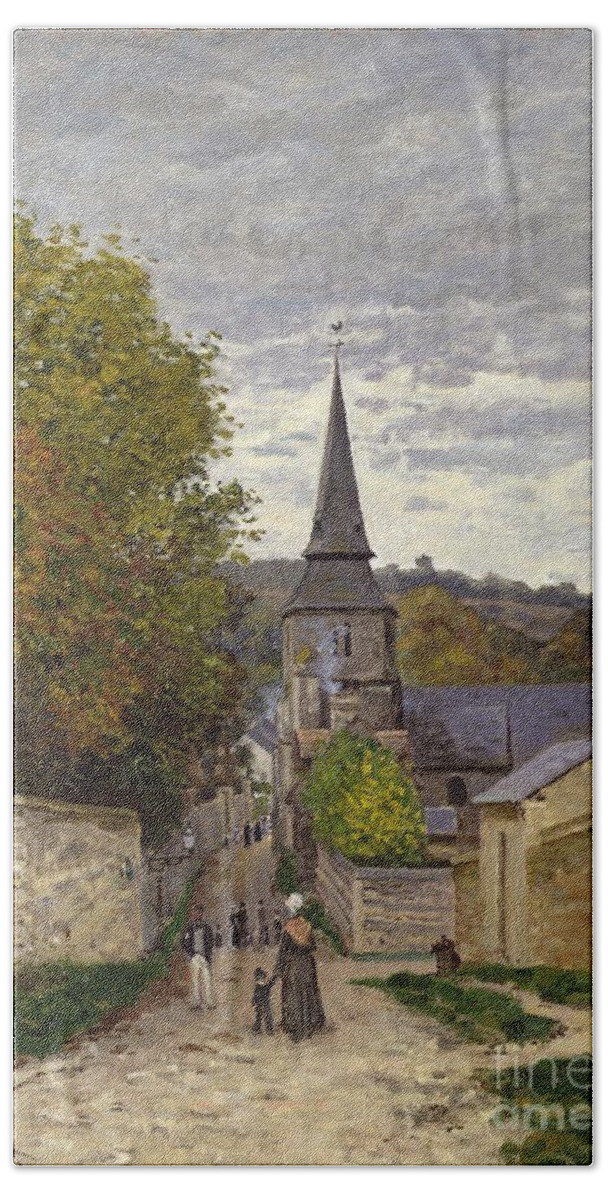 Street In Sainte-adresse Hand Towel featuring the painting Street in Sainte Adresse by Claude Monet