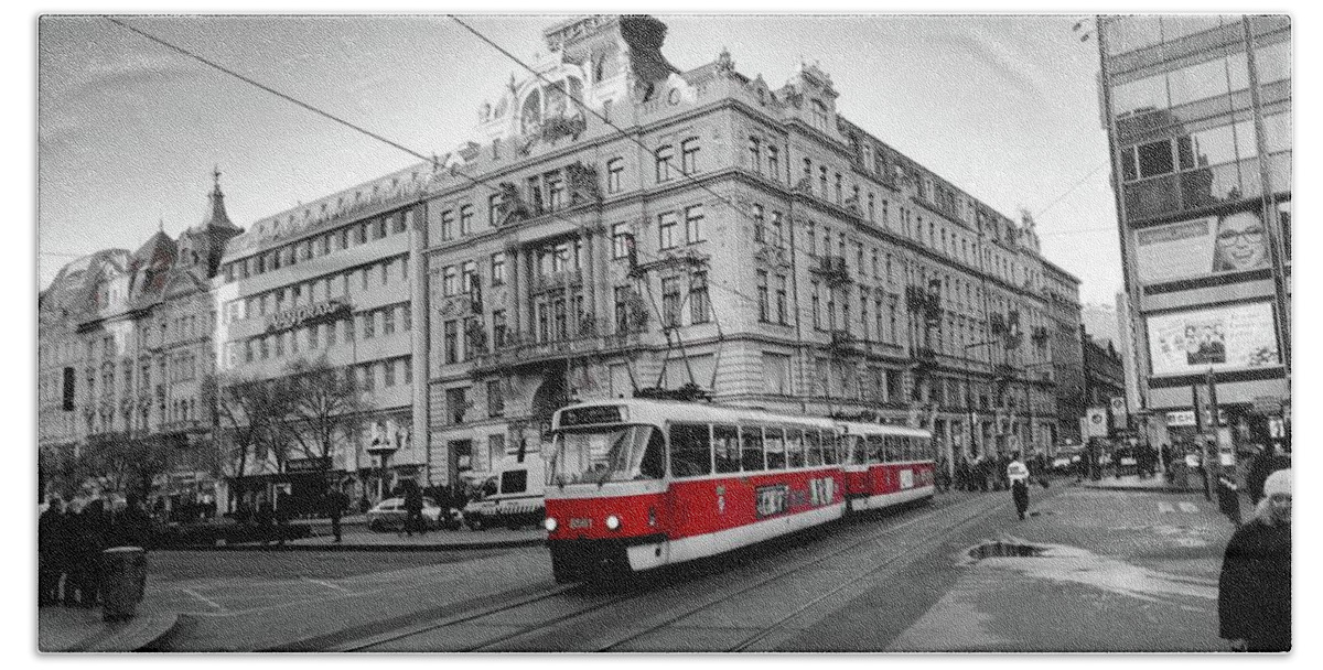 Tram Hand Towel featuring the photograph Streets of Prague by Sascha Schultz
