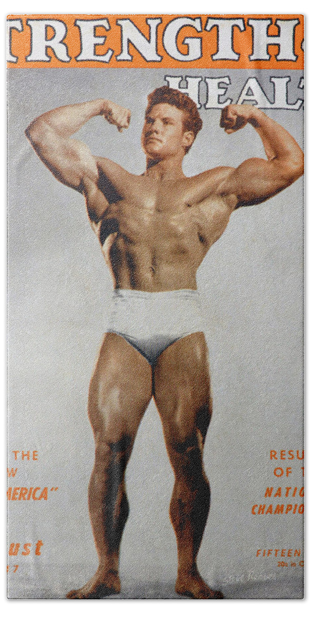 Strength And Health Magazine August 1947 Bath Towel featuring the photograph Strength and Health August 1947 by David Lee Thompson