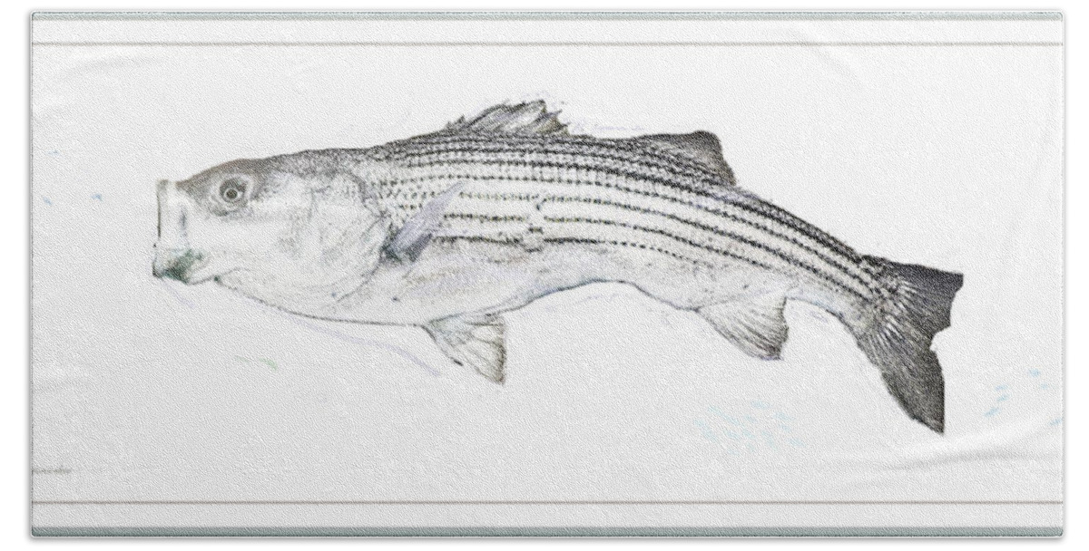 Fish Hand Towel featuring the digital art Striped Bass by A Macarthur Gurmankin