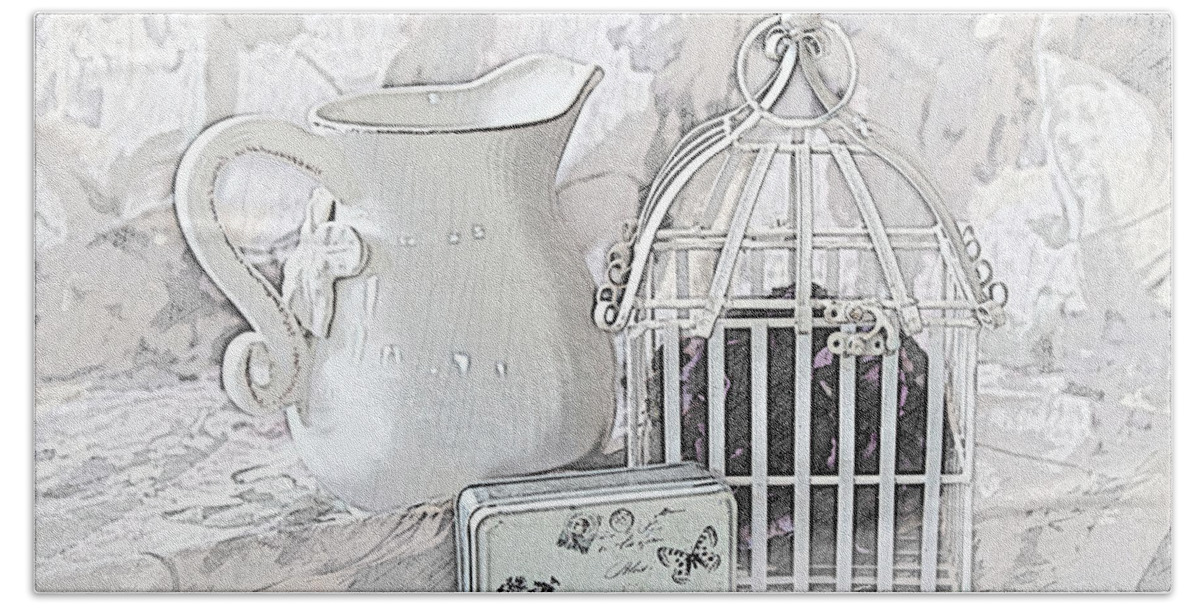 Cage Hand Towel featuring the photograph Stuck and All Alone by Sherry Hallemeier