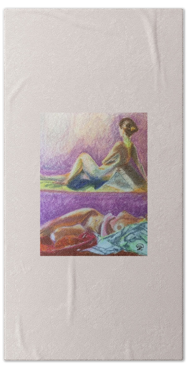  Hand Towel featuring the pastel Study 1 by Therese Legere
