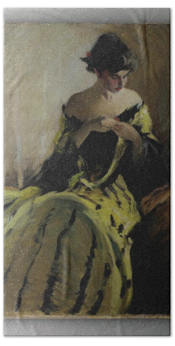 Study In Black And Green (oil Sketch) Bath Towel featuring the painting Study in Black and Green by MotionAge Designs