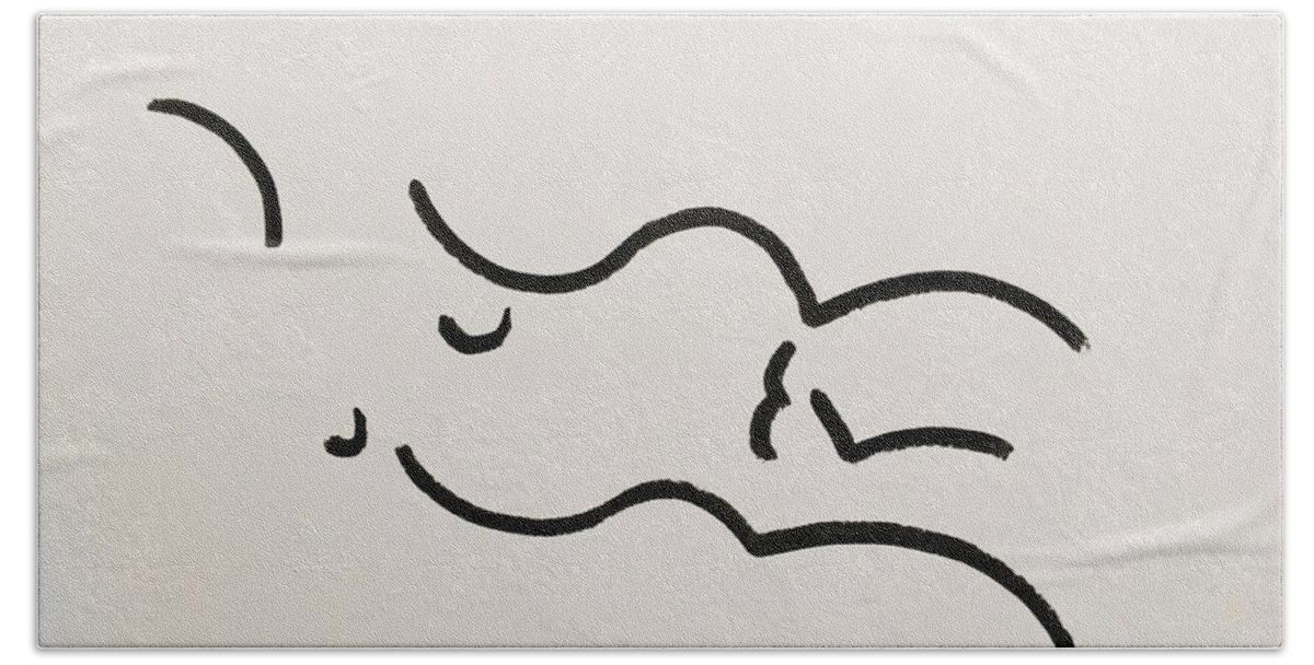 Study Bath Towel featuring the drawing Study of a Reclining Nude 2 by Greg Mason Burns