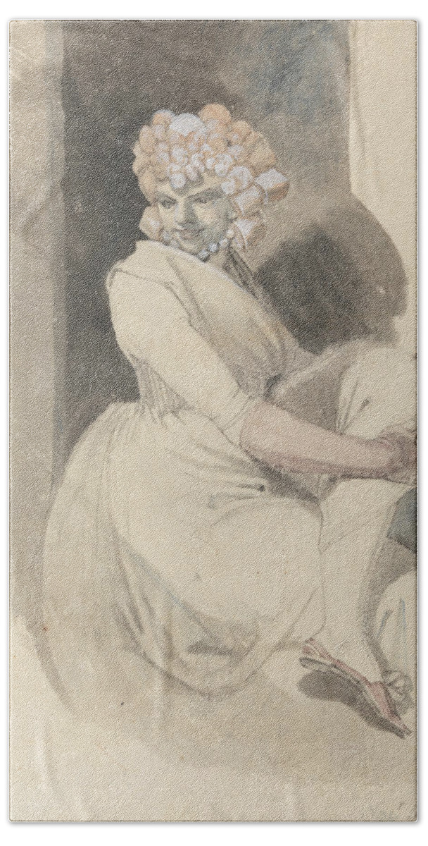 Fuseli Bath Towel featuring the drawing Study of a Seated Woman by Henry Fuseli