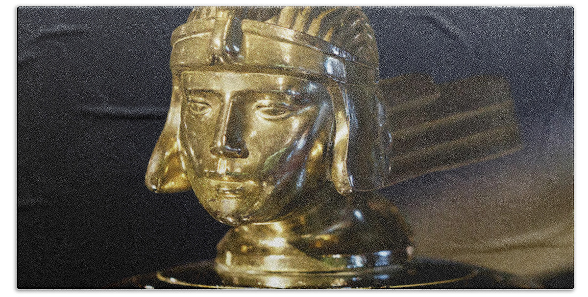Stutz Hand Towel featuring the photograph Stutz Hood Ornament by Dennis Hedberg