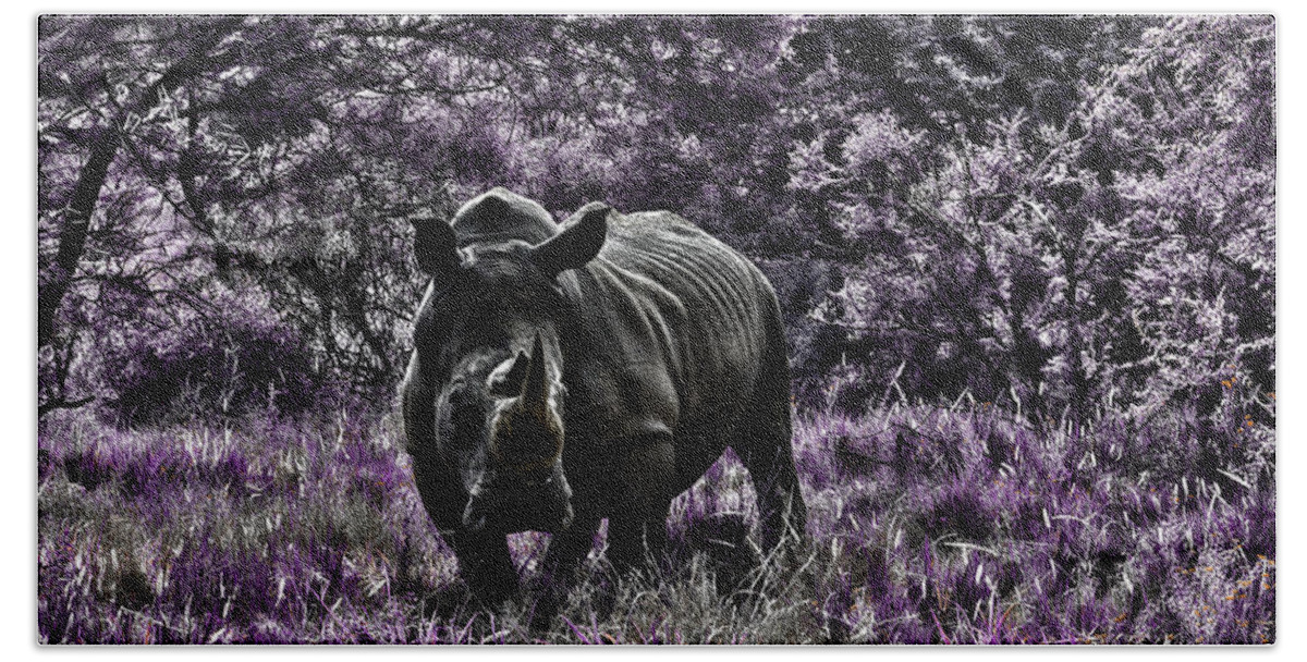 Rhino Hand Towel featuring the photograph Styled Environment-The Modern Trendy Rhino by Douglas Barnard