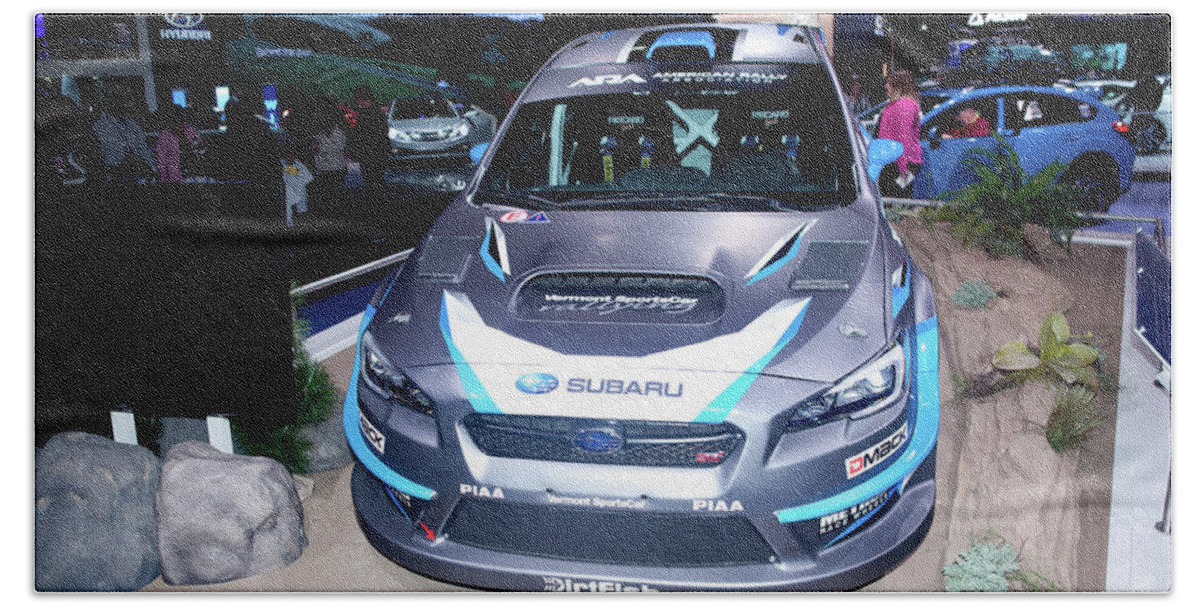 Subaru Bath Towel featuring the photograph Subaru Race Car by Rich S