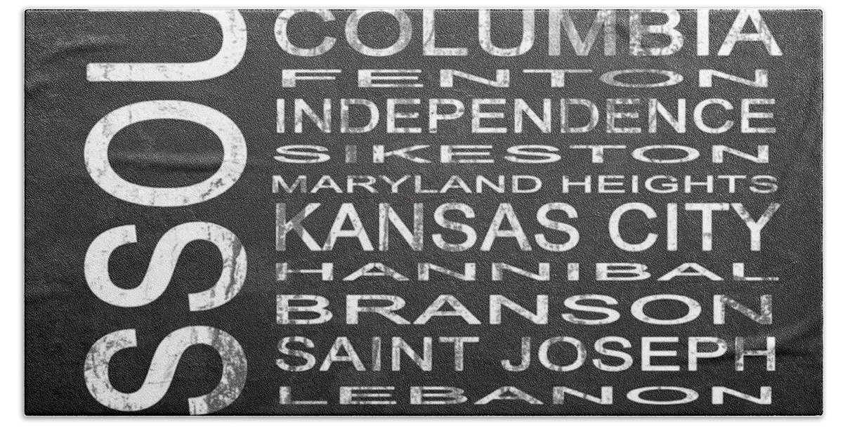 Subway Sign Hand Towel featuring the digital art SUBWAY Missouri State Square by Melissa Smith