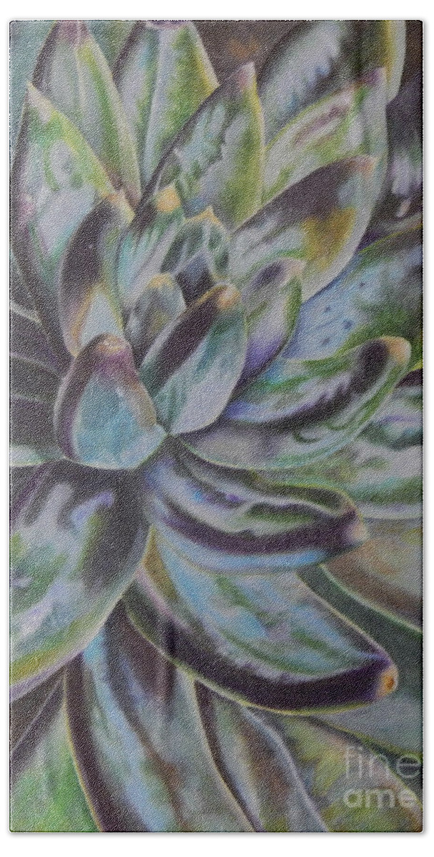 Succulent Bath Towel featuring the painting Succulent by Angela Armano
