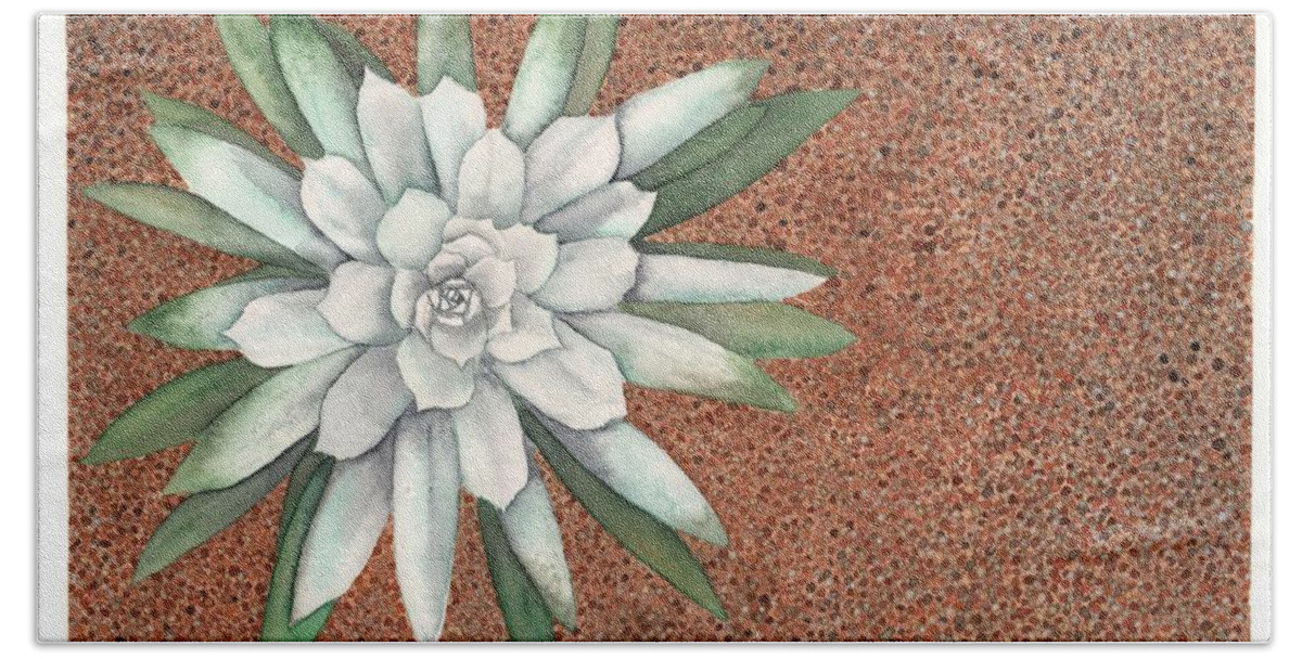 Succulent Bath Sheet featuring the painting Succulent by Hilda Wagner