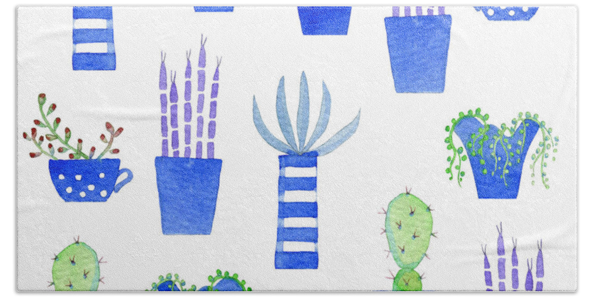 Succulents Hand Towel featuring the painting Succulents by Nic Squirrell