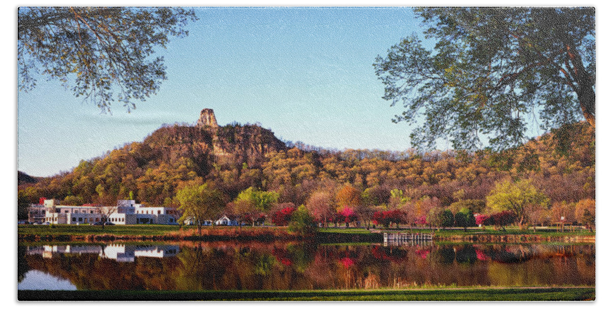 Sugarloaf Hand Towel featuring the photograph Sugarloaf Reflection by Al Mueller