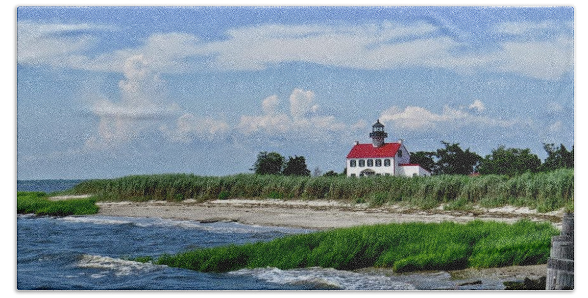 East Point Lighthouse Hand Towel featuring the photograph Summer at East Point Lighthouse by Nancy Patterson