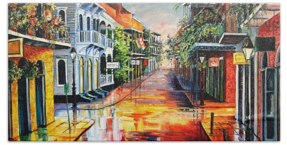 New Orleans Hand Towel featuring the painting Summer Day on Royal Street by Diane Millsap