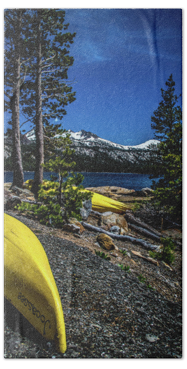 Kayak Bath Towel featuring the photograph Summer in the Sierra by Steph Gabler