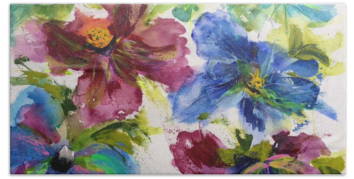 Floral Bath Towel featuring the painting Summer Afternoon by Bonny Butler