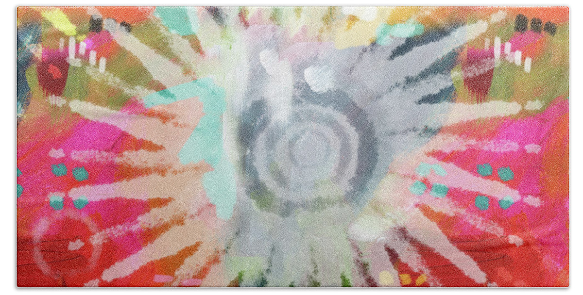 Groovy Bath Towel featuring the mixed media Summer Of Love- Art by Linda Woods by Linda Woods