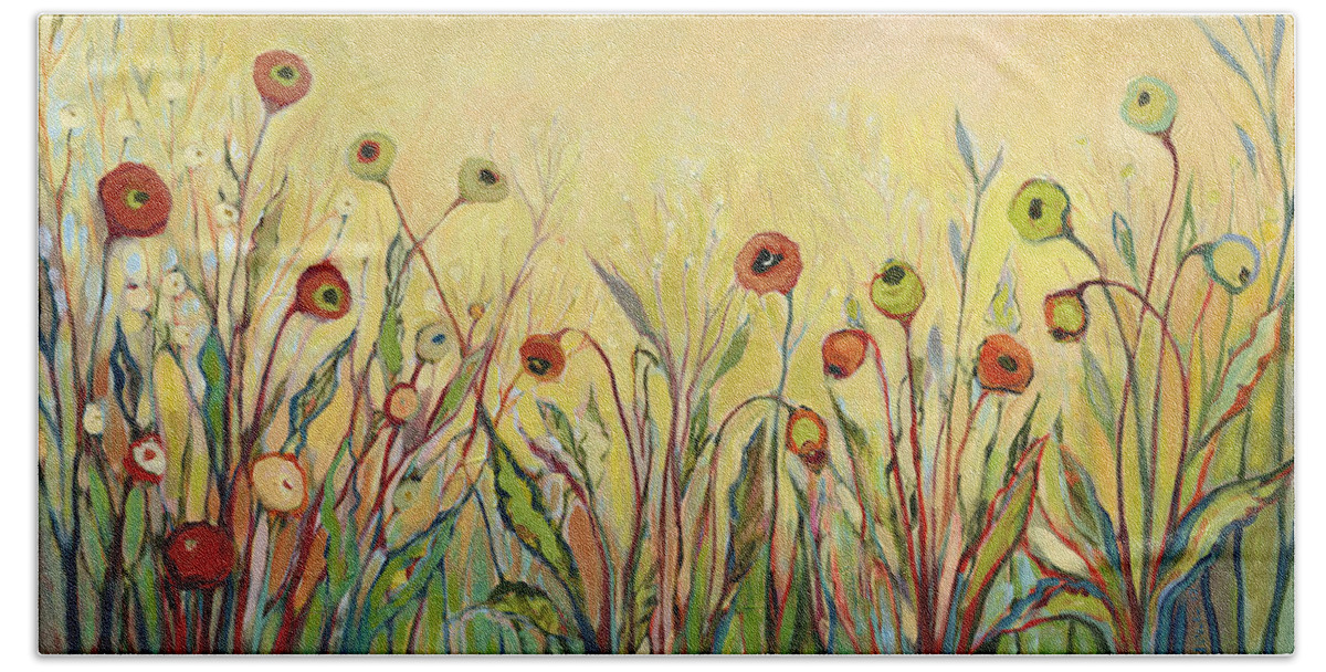 Poppy Hand Towel featuring the painting Summer Poppies by Jennifer Lommers