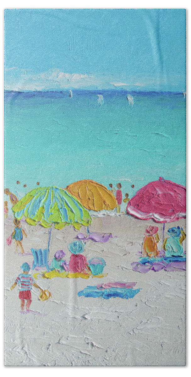 Beach Bath Towel featuring the painting Summer Scene diptych 2 by Jan Matson