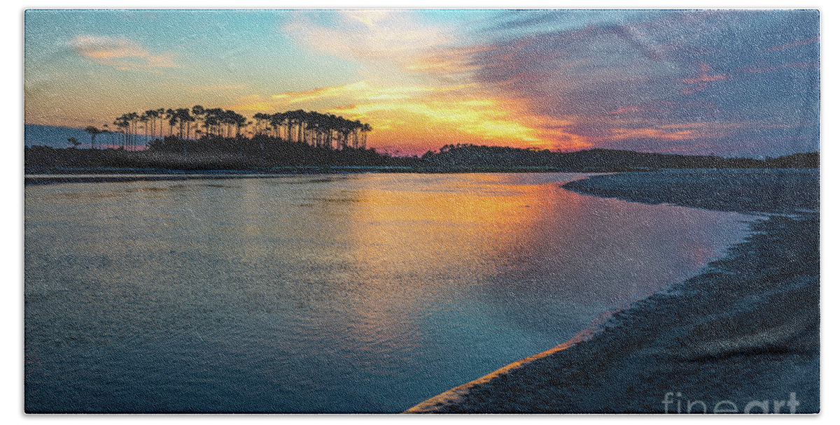 North Myrtle Beach Hand Towel featuring the photograph Summer Sunrise at the Inlet by David Smith