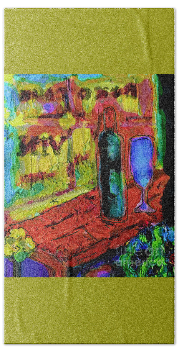 Original Art Bath Towel featuring the painting Summer Wine by Zsanan Studio
