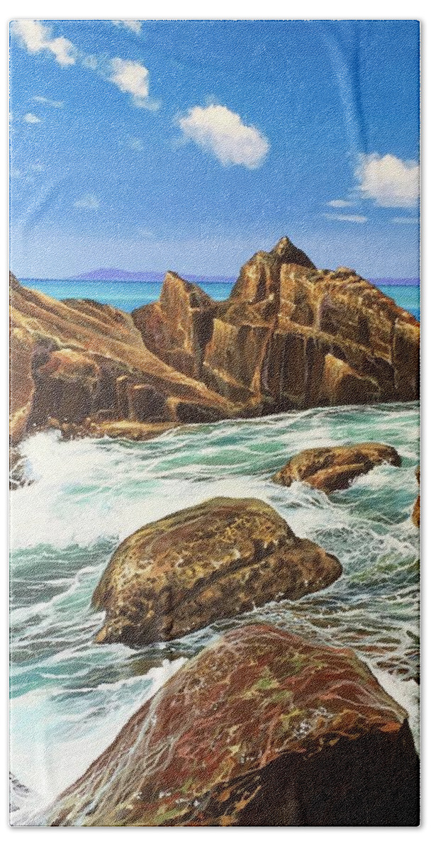 Puerto Vallarta Bath Towel featuring the painting Summerfling by Hunter Jay