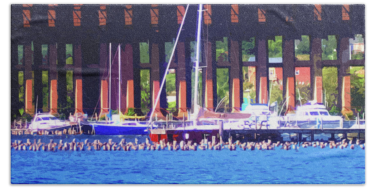 Boats Bath Towel featuring the photograph Summertime Boats In Dock by Phil Perkins